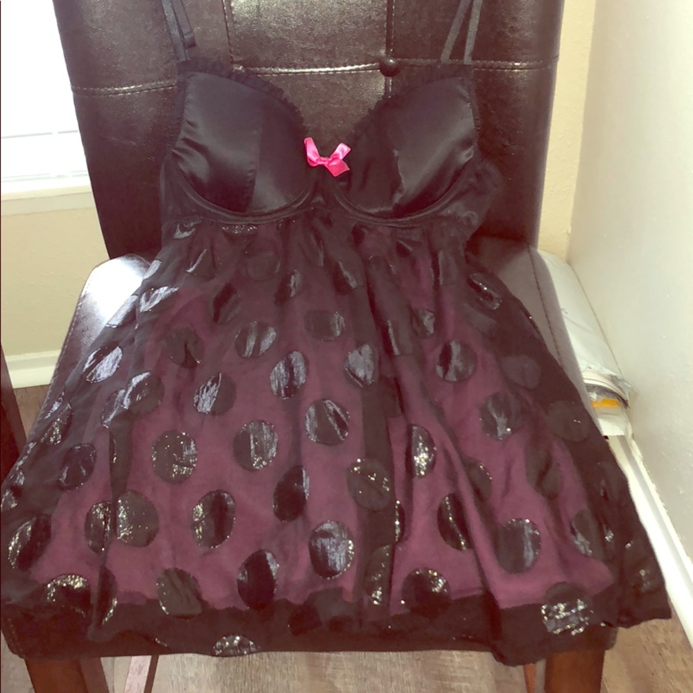 Victoria Secret baby doll nighty black and pink